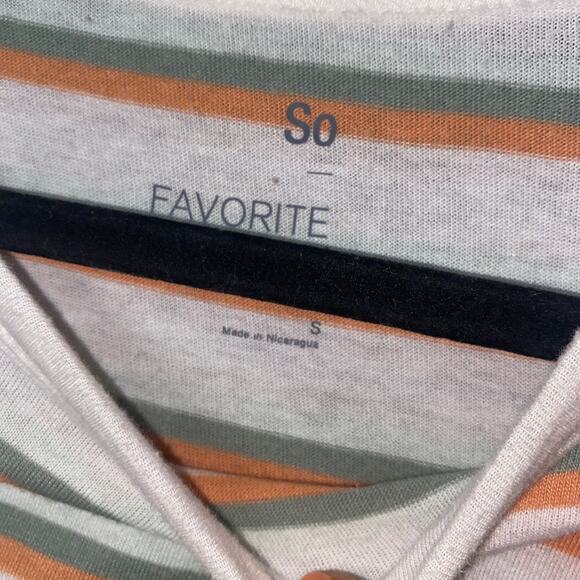 SO White Green Orange Striped Short Sleeve Favorite Tee Women's Size Small - Picture 2 of 3
